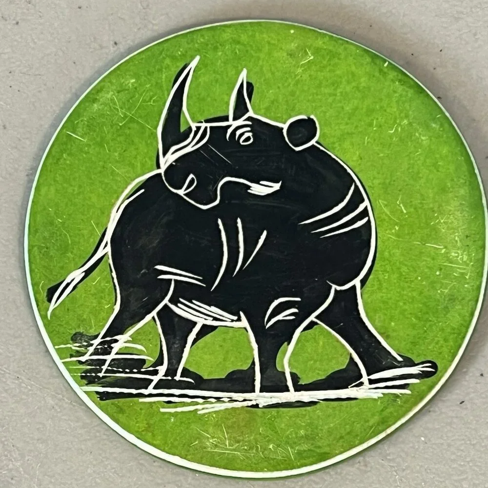African Safari Green Soapstone Drink Coasters Zebra Rhino Giraffe Gazelle